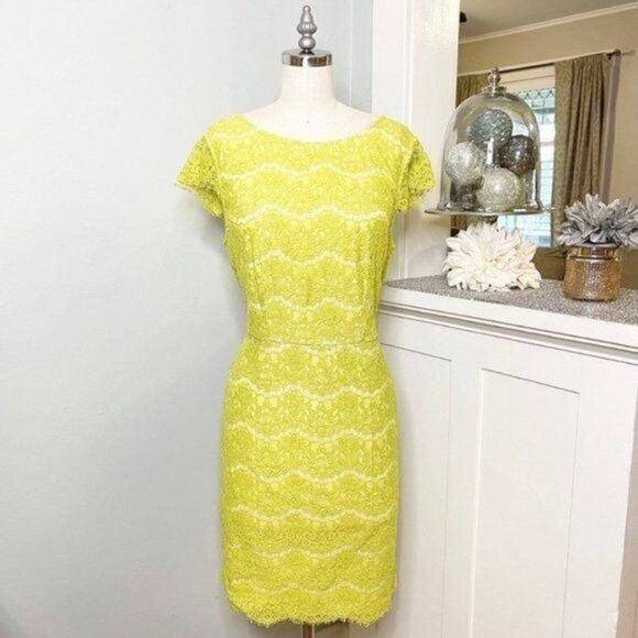 Lulu's Darling Marissa Lace Sheath Dress Lime Green - Picture 5 of 12